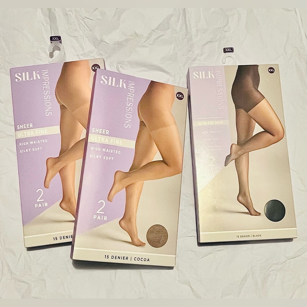 Silk Impressions Tights ~ 6 Pairs/Size XXLarge
